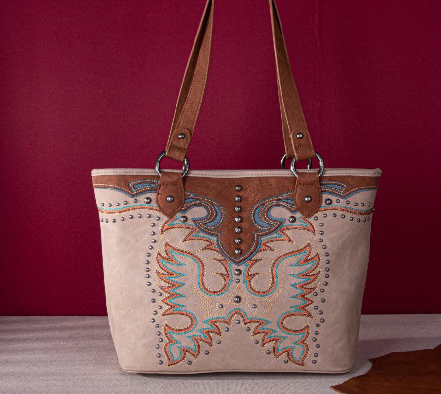 Cowboy Boot Embroidered Concealed Carry Tote