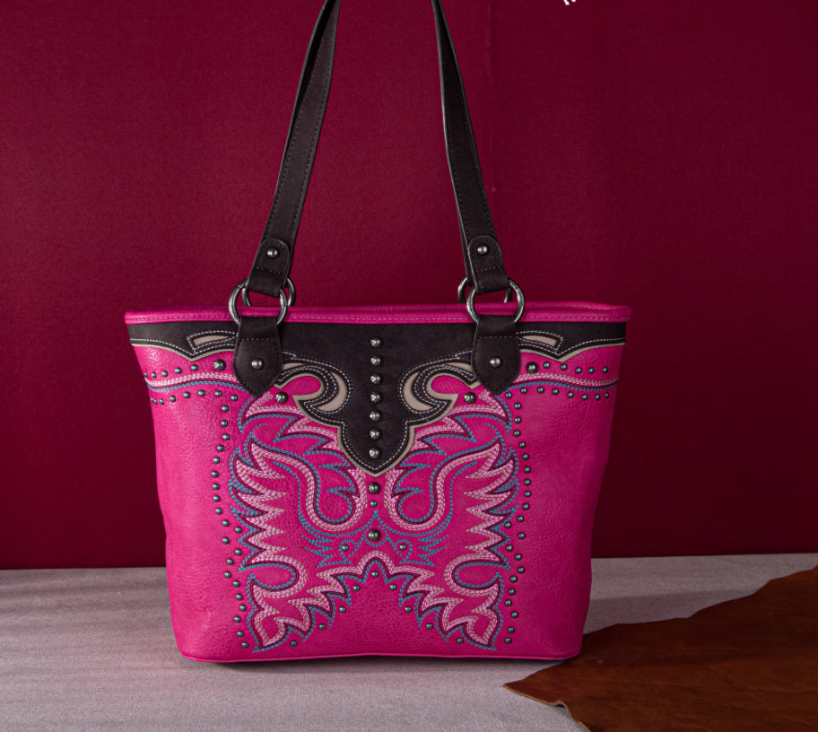 Cowboy Boot Embroidered Concealed Carry Tote
