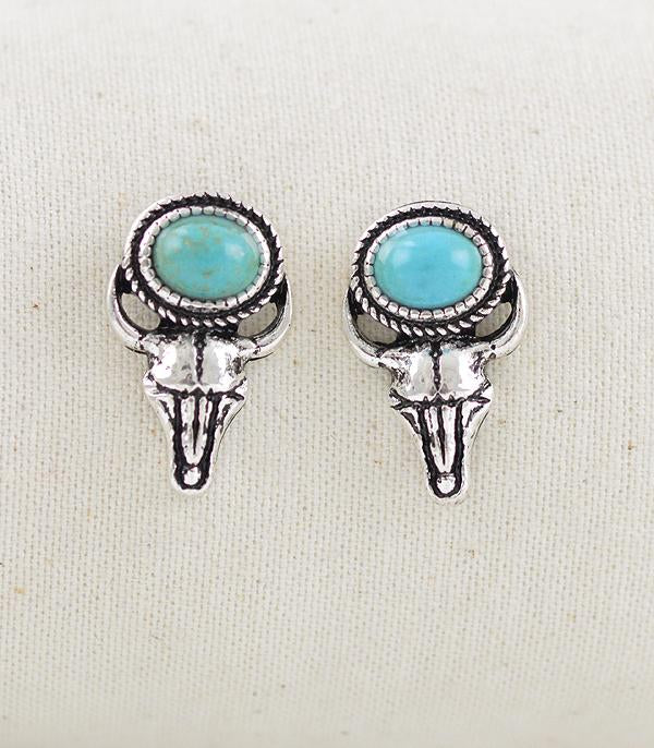 Cow Skull Turquoise Earrings