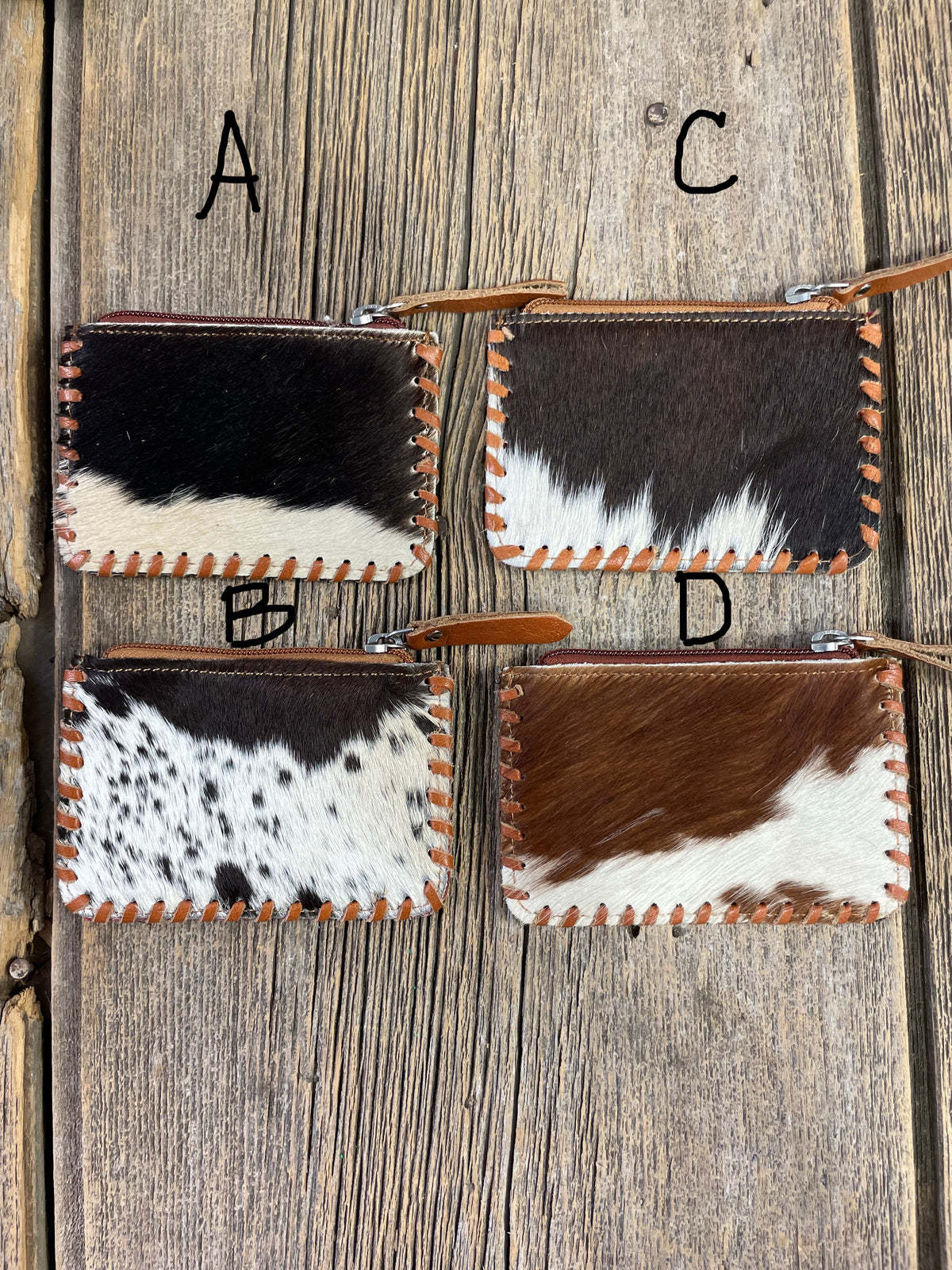 Cowhide &amp; Tooled Leather Pouch
