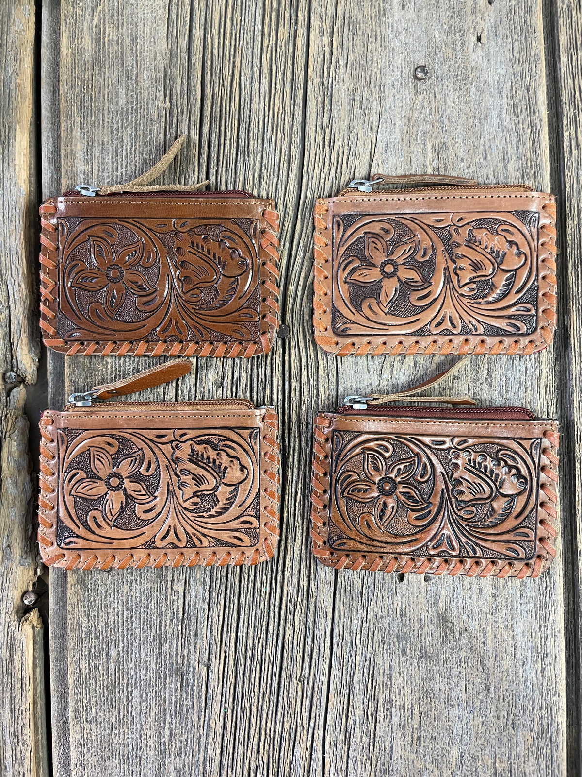 Cowhide &amp; Tooled Leather Pouch