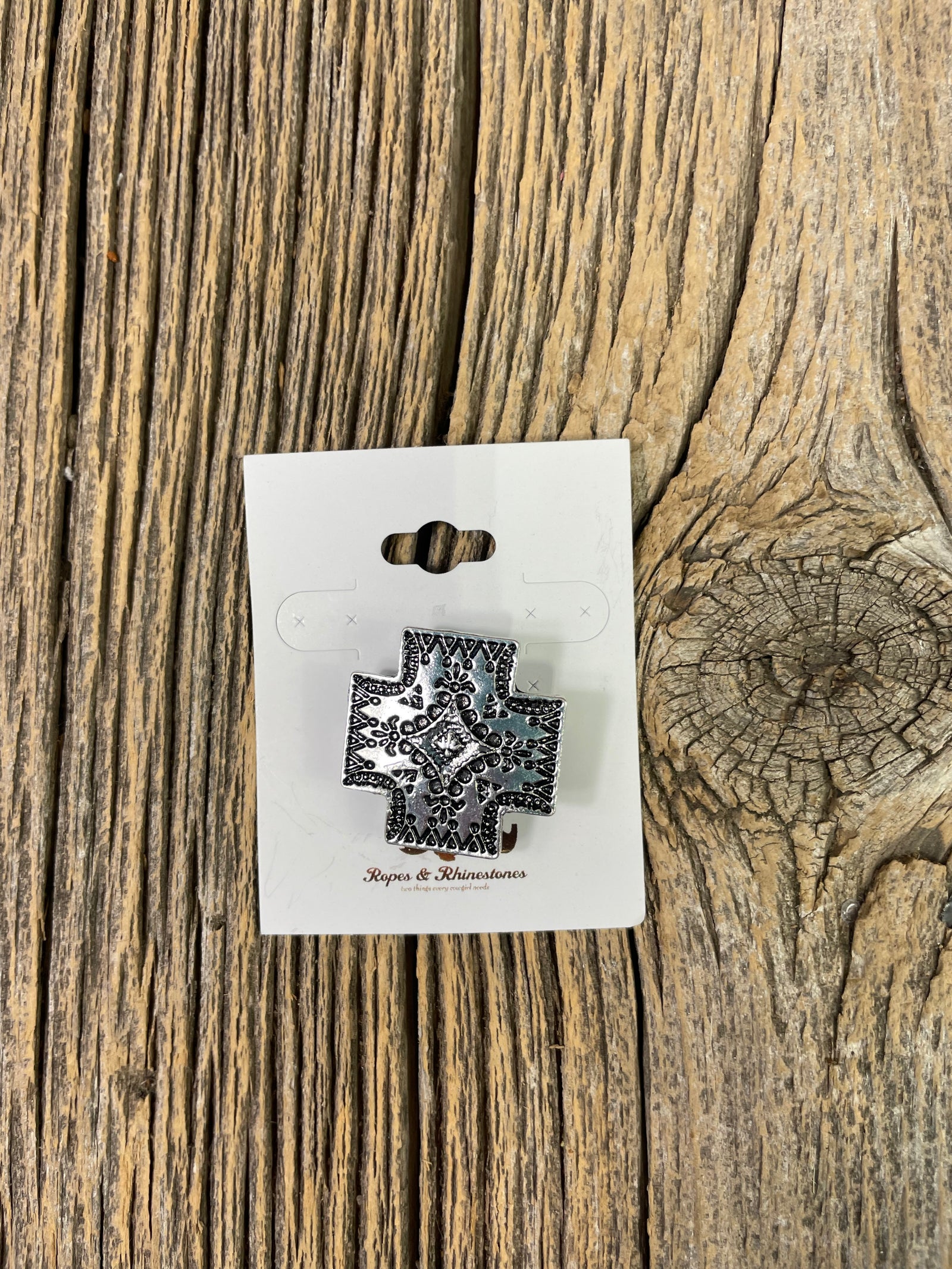 Square Cross Concho Hat Pin