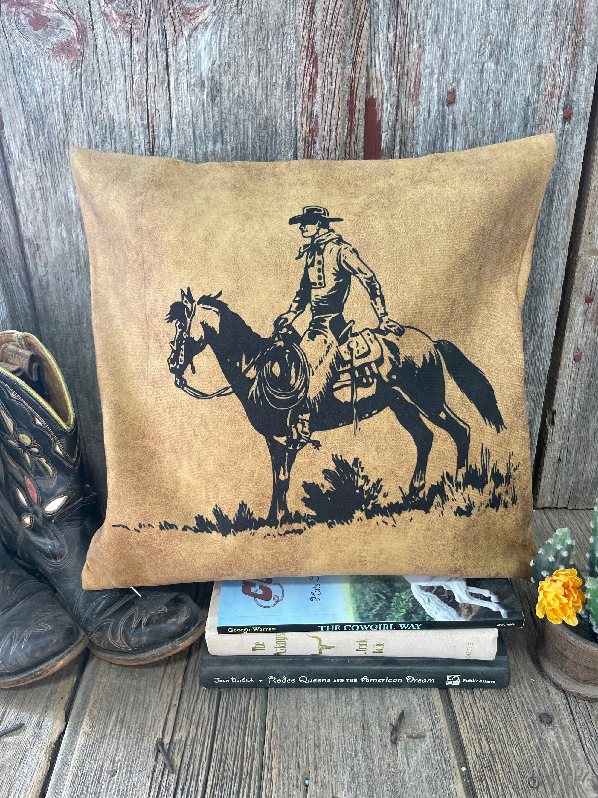 Cowboy On The Ridge Pillow Cover