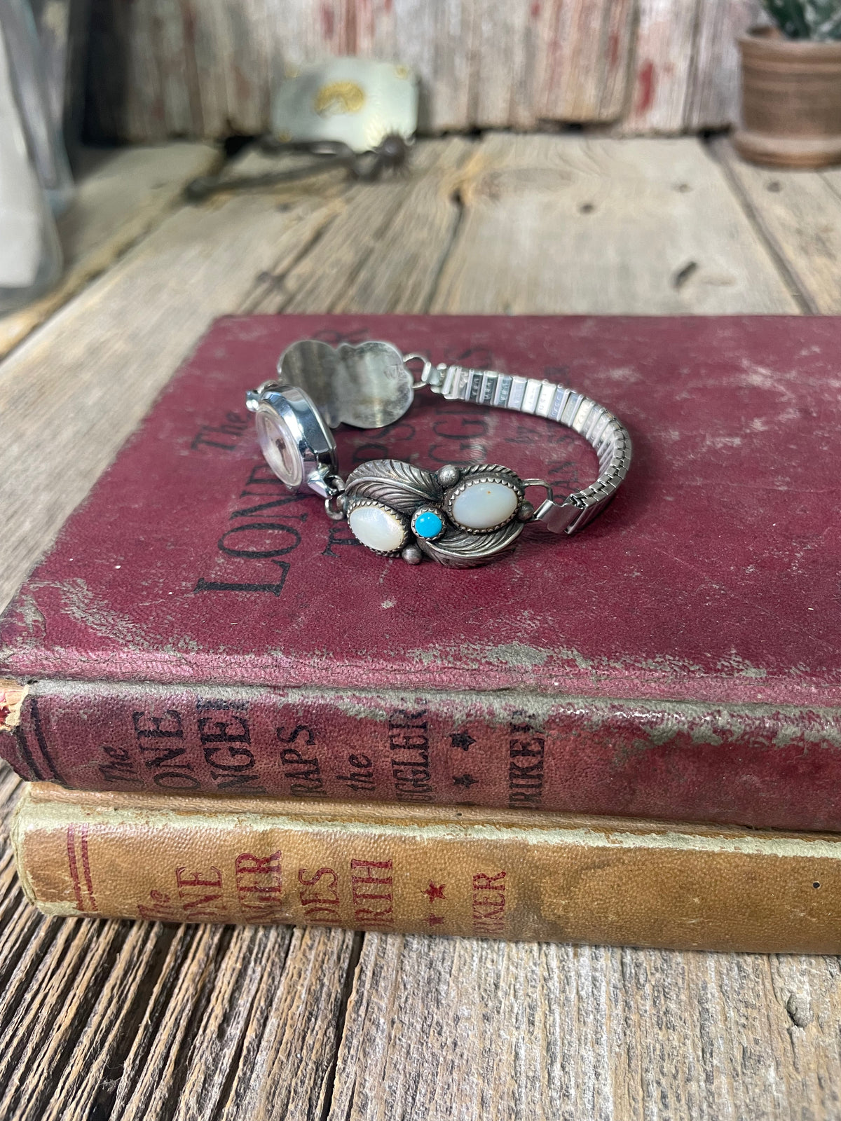 Turquoise Sterling Silver Pearl Watch Band