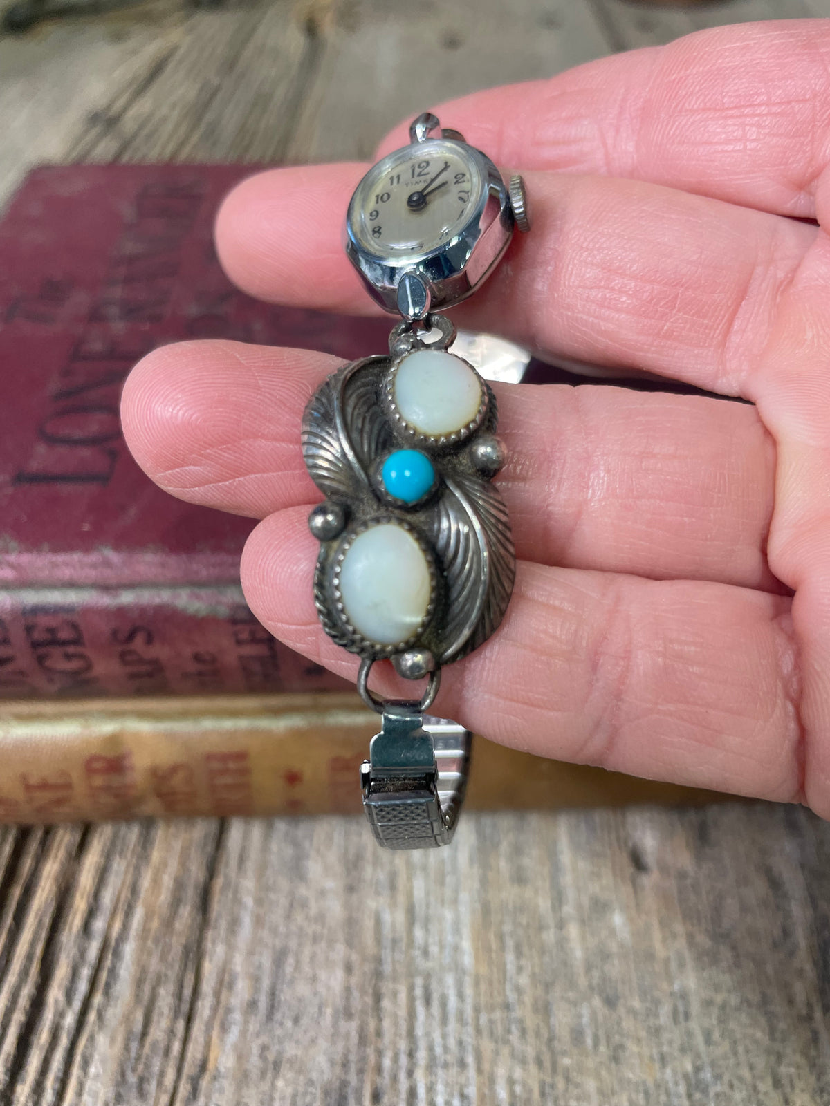 Turquoise Sterling Silver Pearl Watch Band