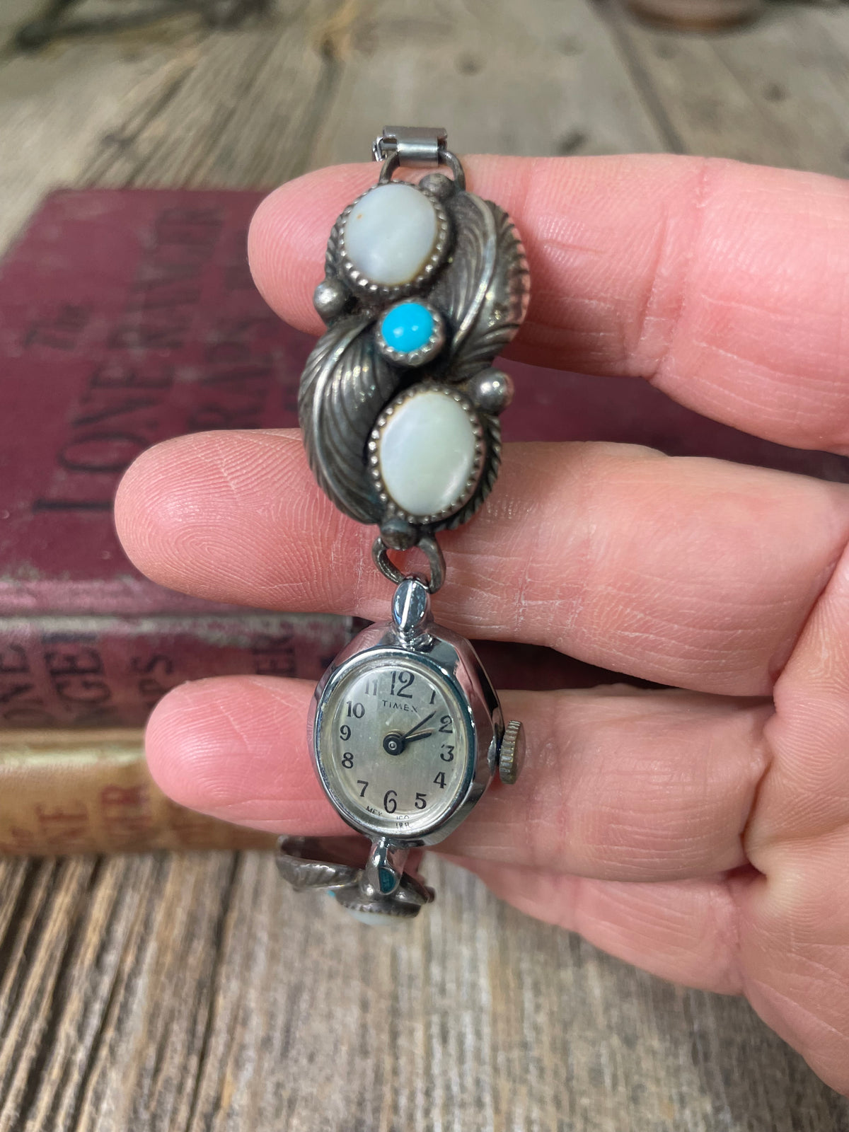 Turquoise Sterling Silver Pearl Watch Band