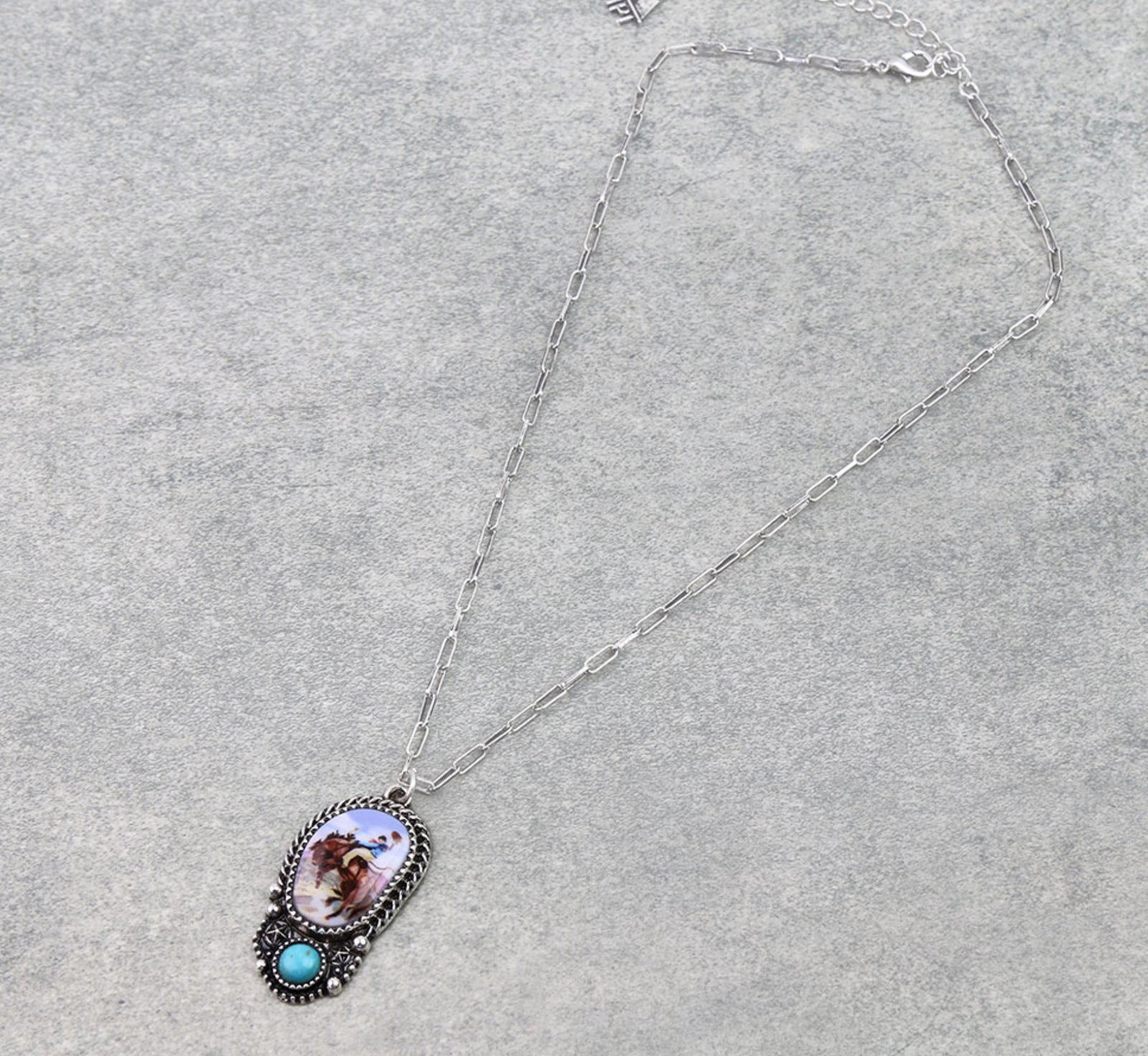 Bucking Bronc Picture Necklace