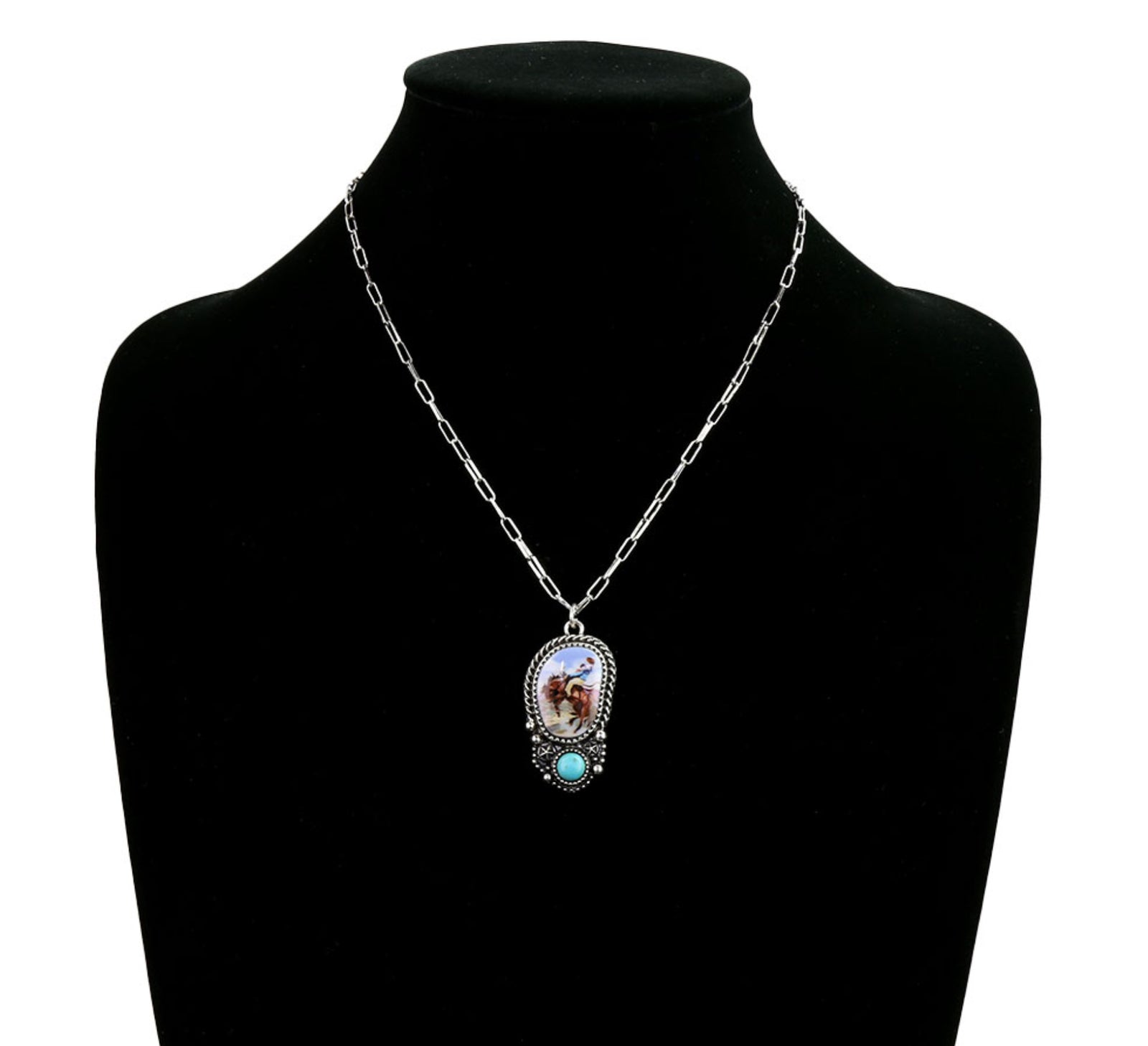 Bucking Bronc Picture Necklace