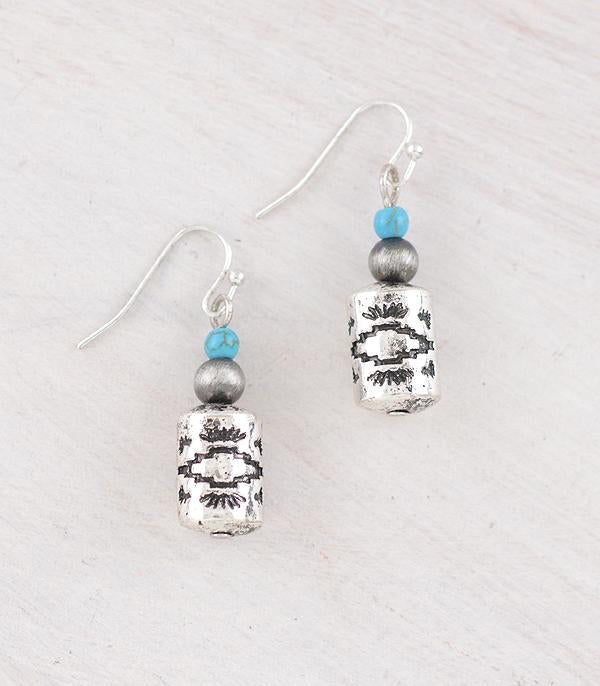 Southwest Tube Earrings Short Turquoise