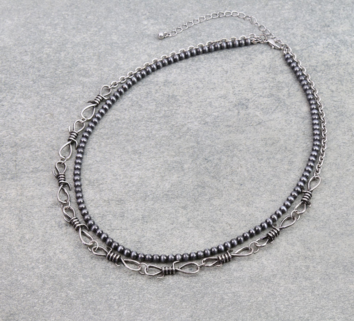 Barbwire &amp; Western Pearl Necklace