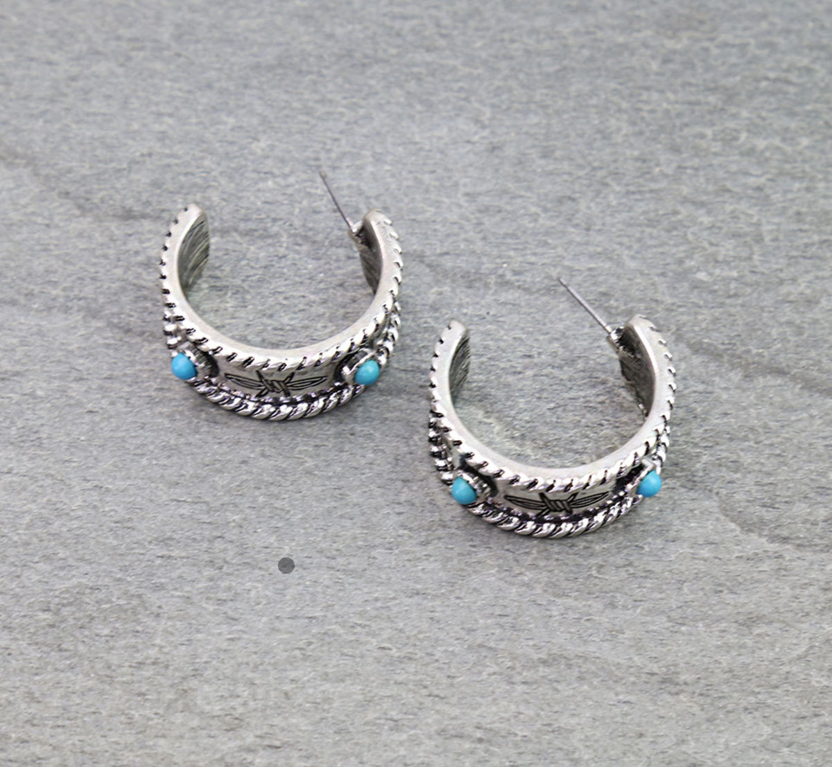 Barbwire Stamped Half Hoop Earrings