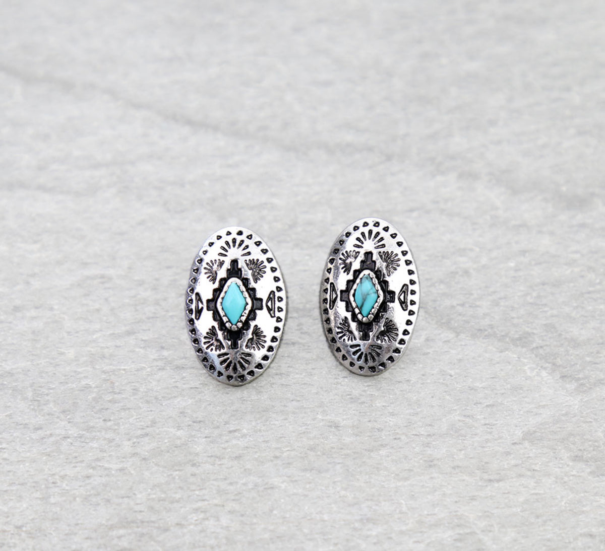 Aztec Oval Earrings