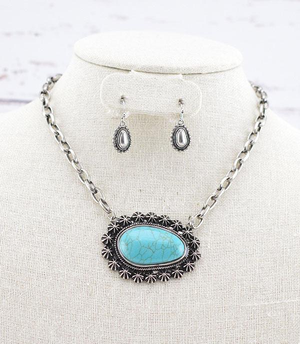 Turquoise Oval Slab Necklace