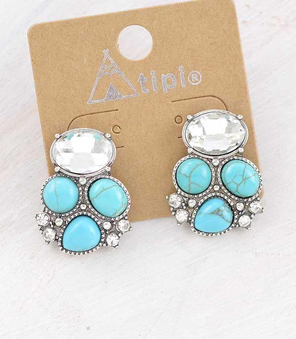 Turquoise &amp; Glass Earrings