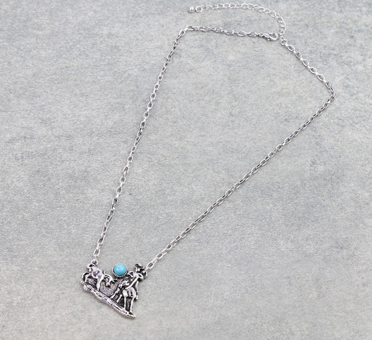 Cutting Horse &amp; Cowboy Necklace