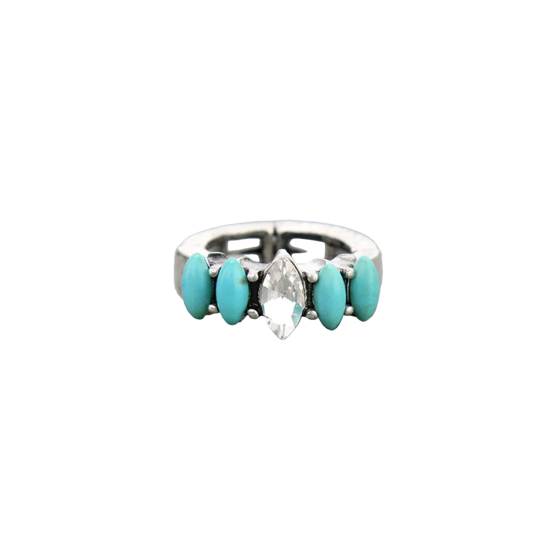 Marquis Turquoise Color &amp; Glass Ring