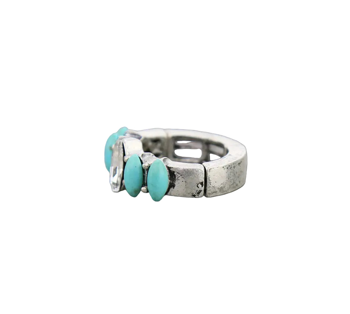 Marquis Turquoise Color &amp; Glass Ring
