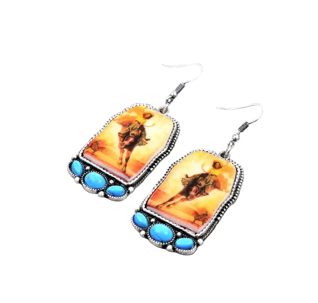 Saddle Bronc Cowgirl Earrings
