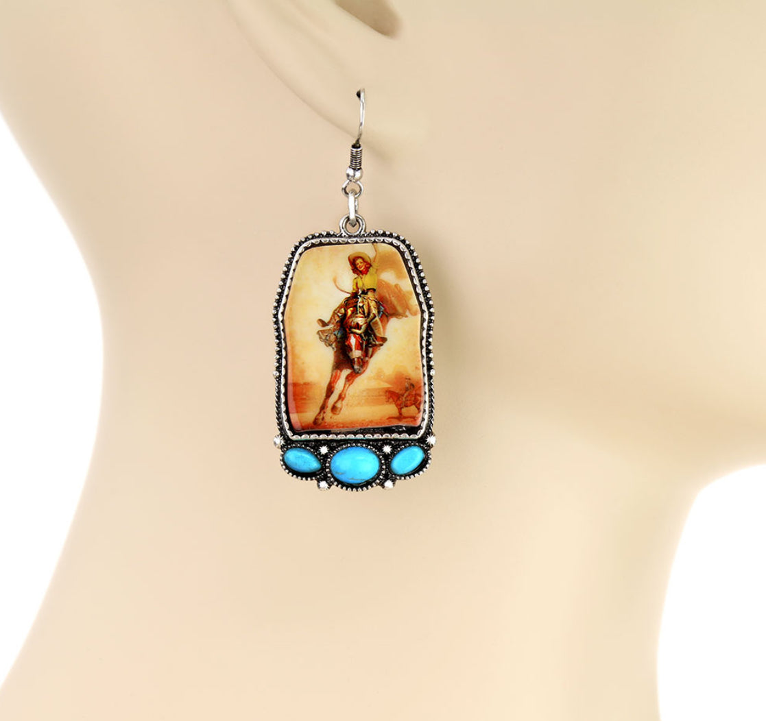 Saddle Bronc Cowgirl Earrings
