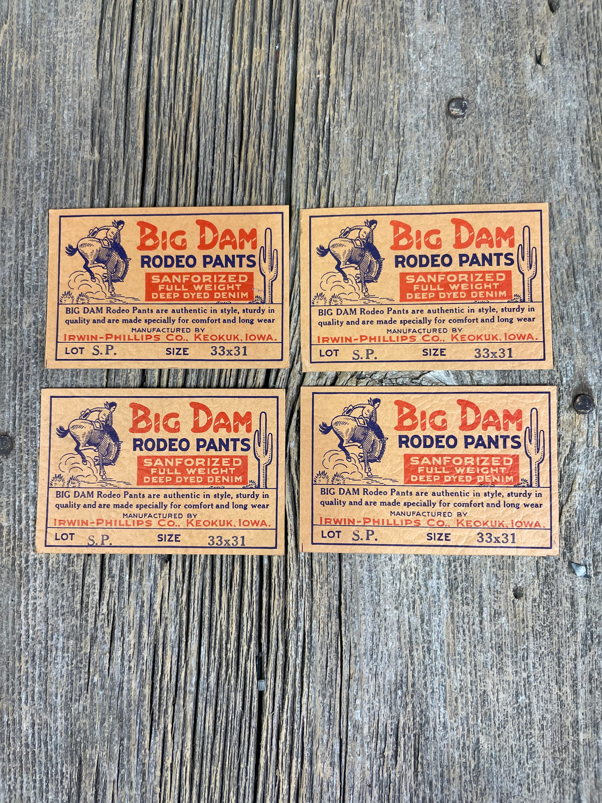 Big Dam Rodeo Pants Labels