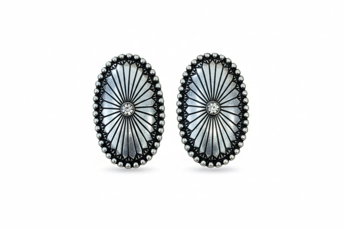 Oval Concho Earrings