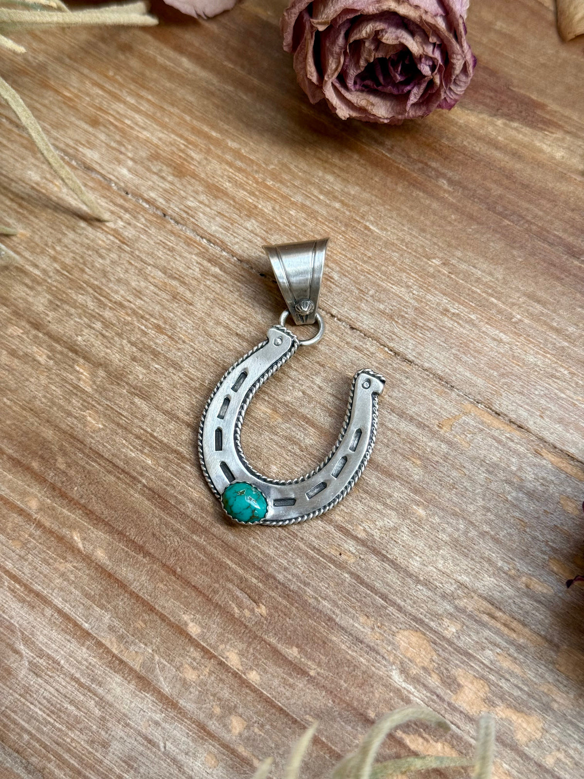 Sterling Silver Horse Pendant with Turquoise