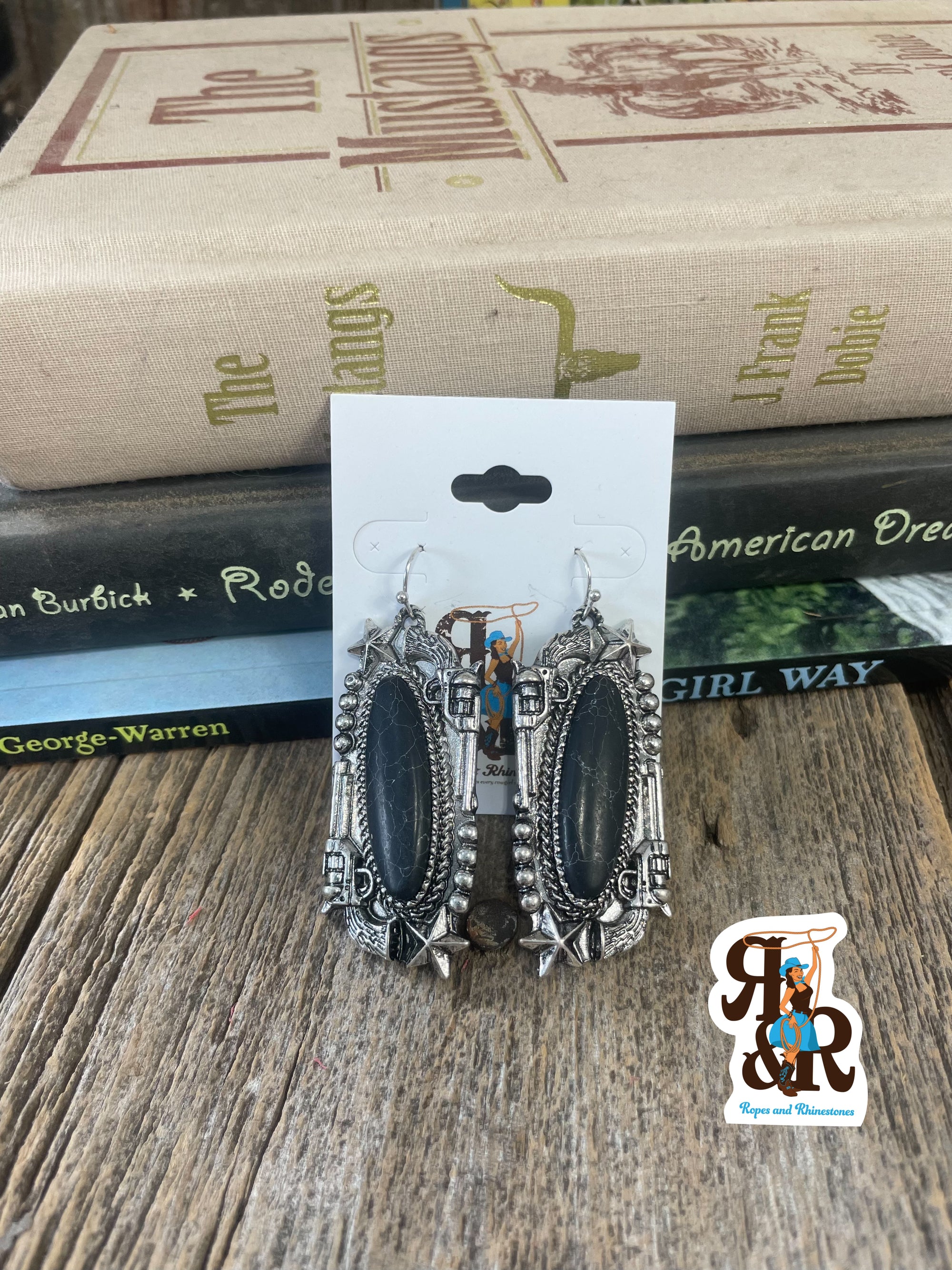 Black Stone Pistol Earrings