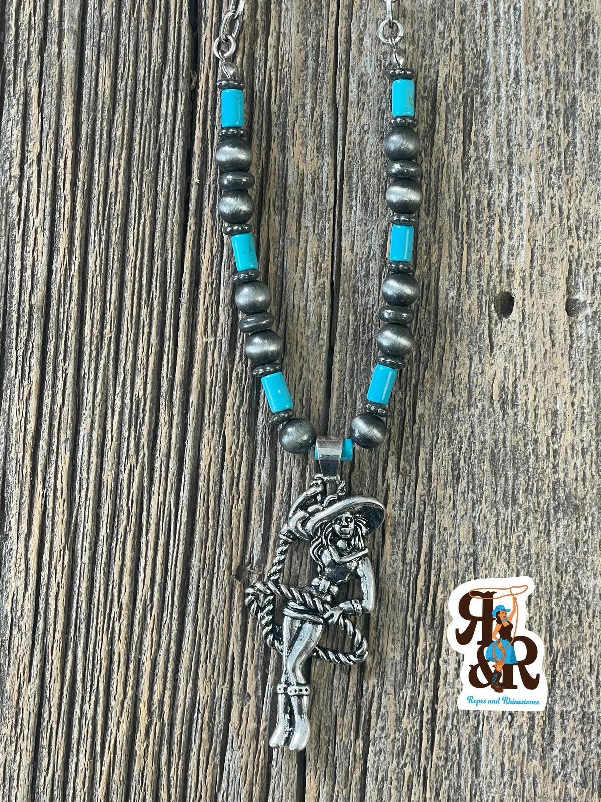 Roping Cowgirl Necklace Set