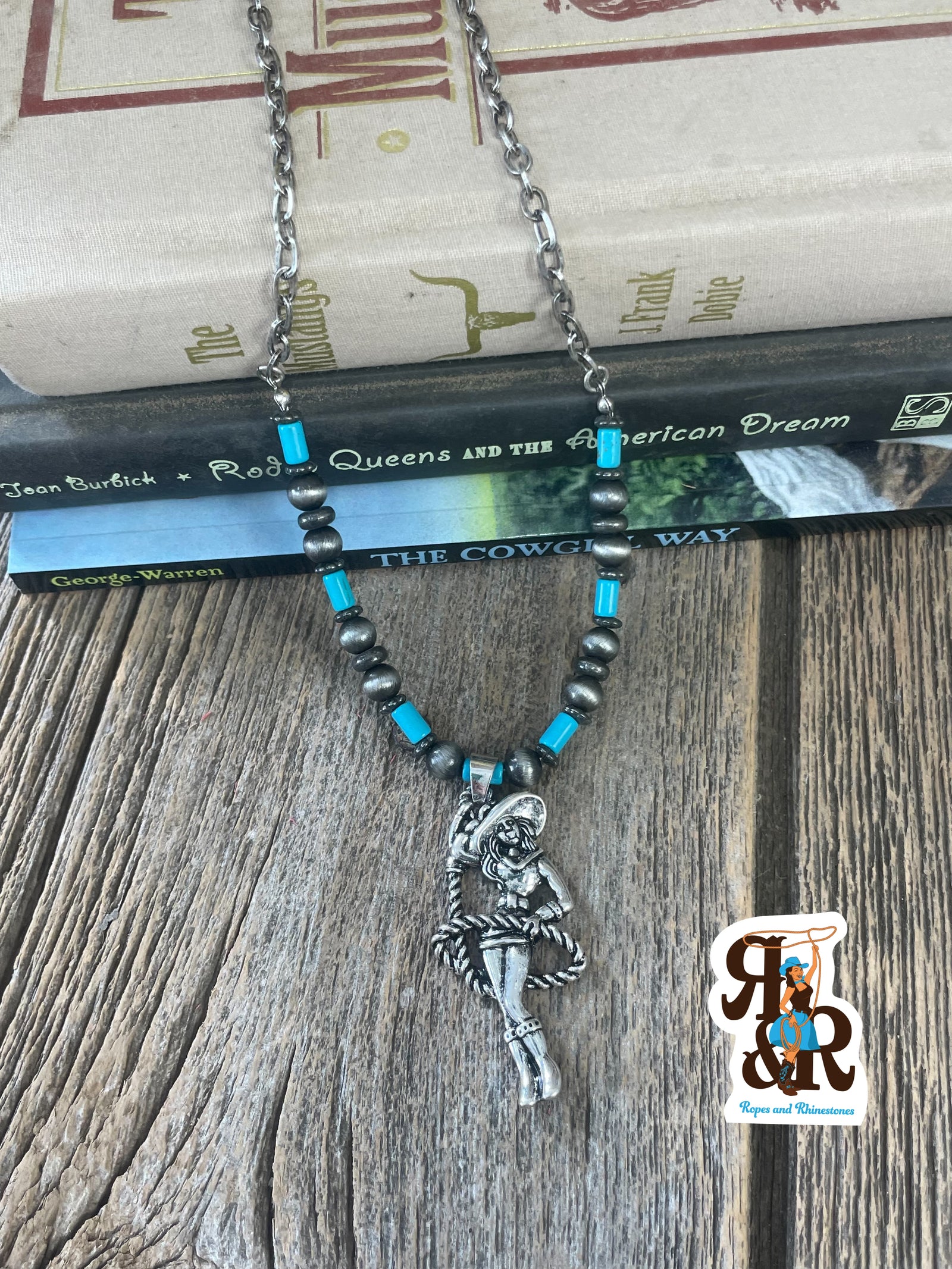 Roping Cowgirl Necklace Set
