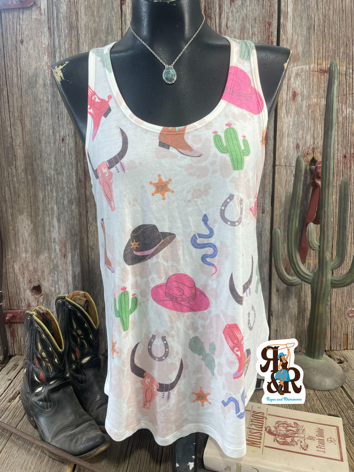 Western Cowhide Print Tank Top