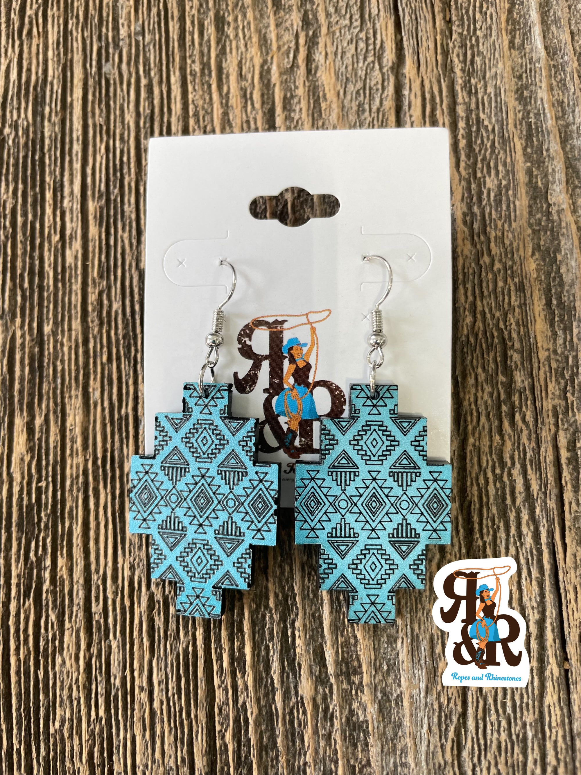 Ropes and Rhinestones Aztec Rectangle Earrings