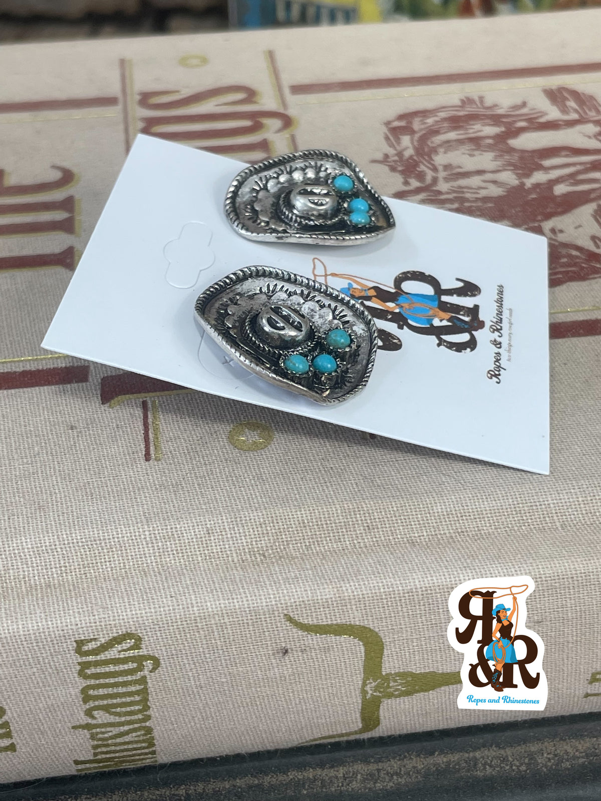 Cowboy Hat &amp; Turquoise Earrings
