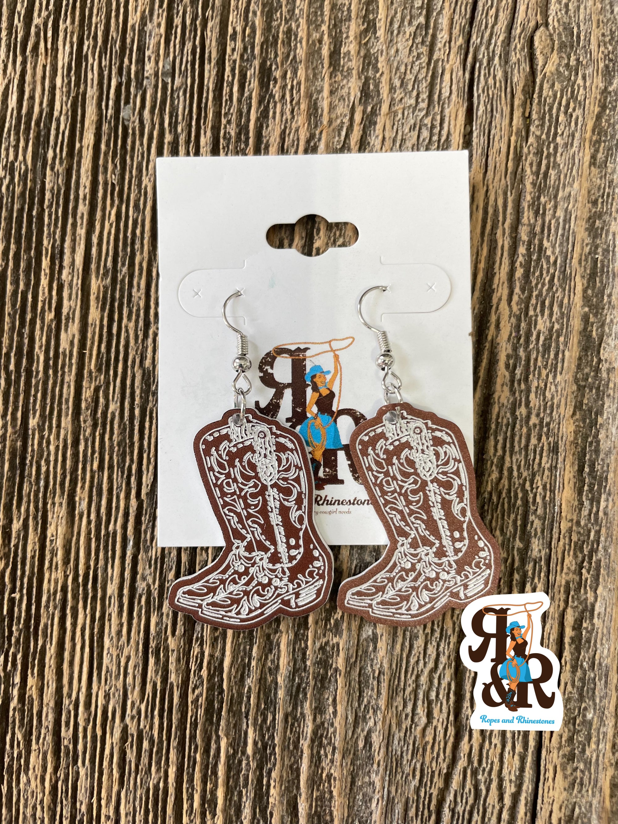 Ropes and Rhinestones Cowboy Boot Earrings
