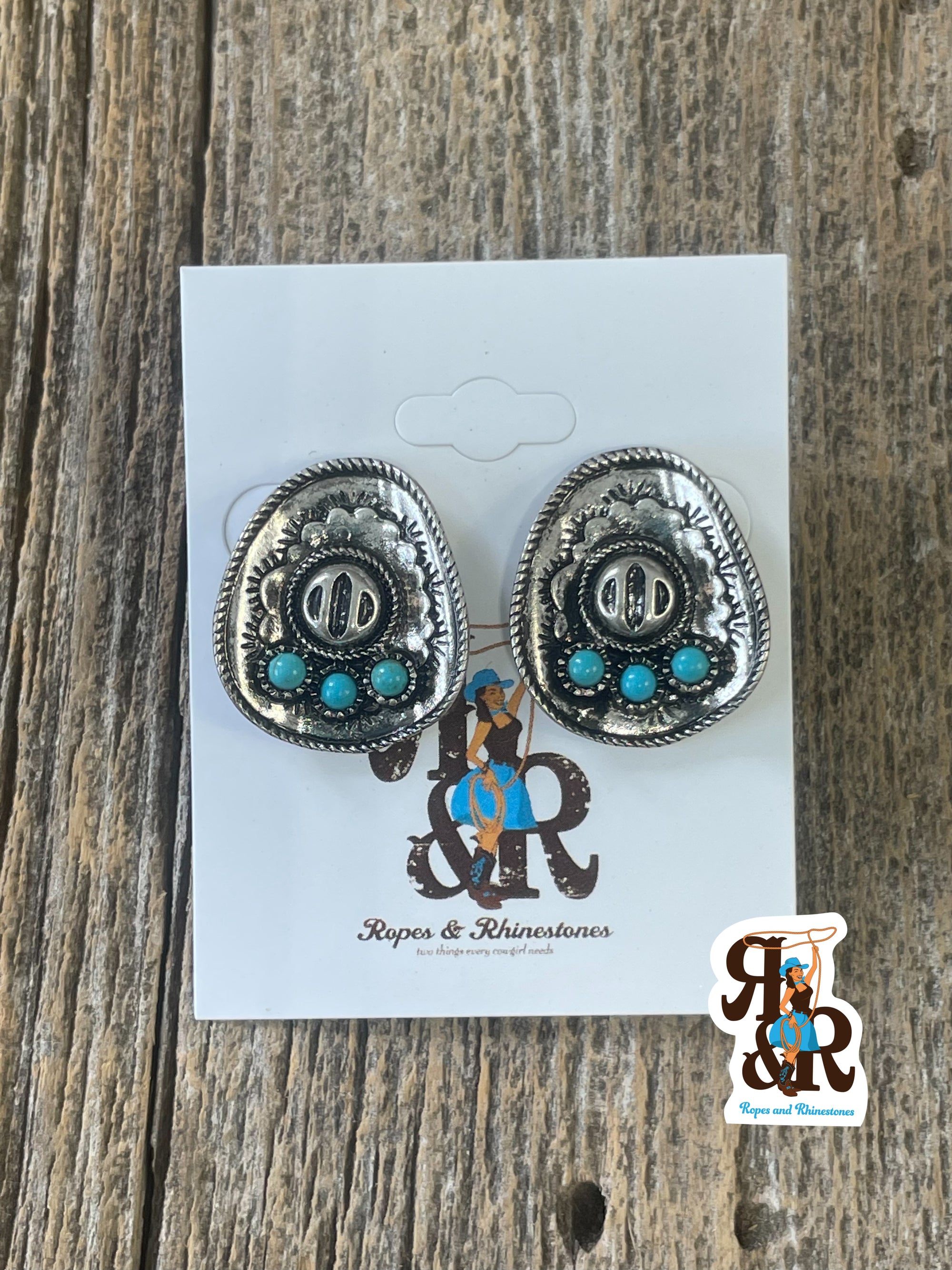 Cowboy Hat & Turquoise Earrings