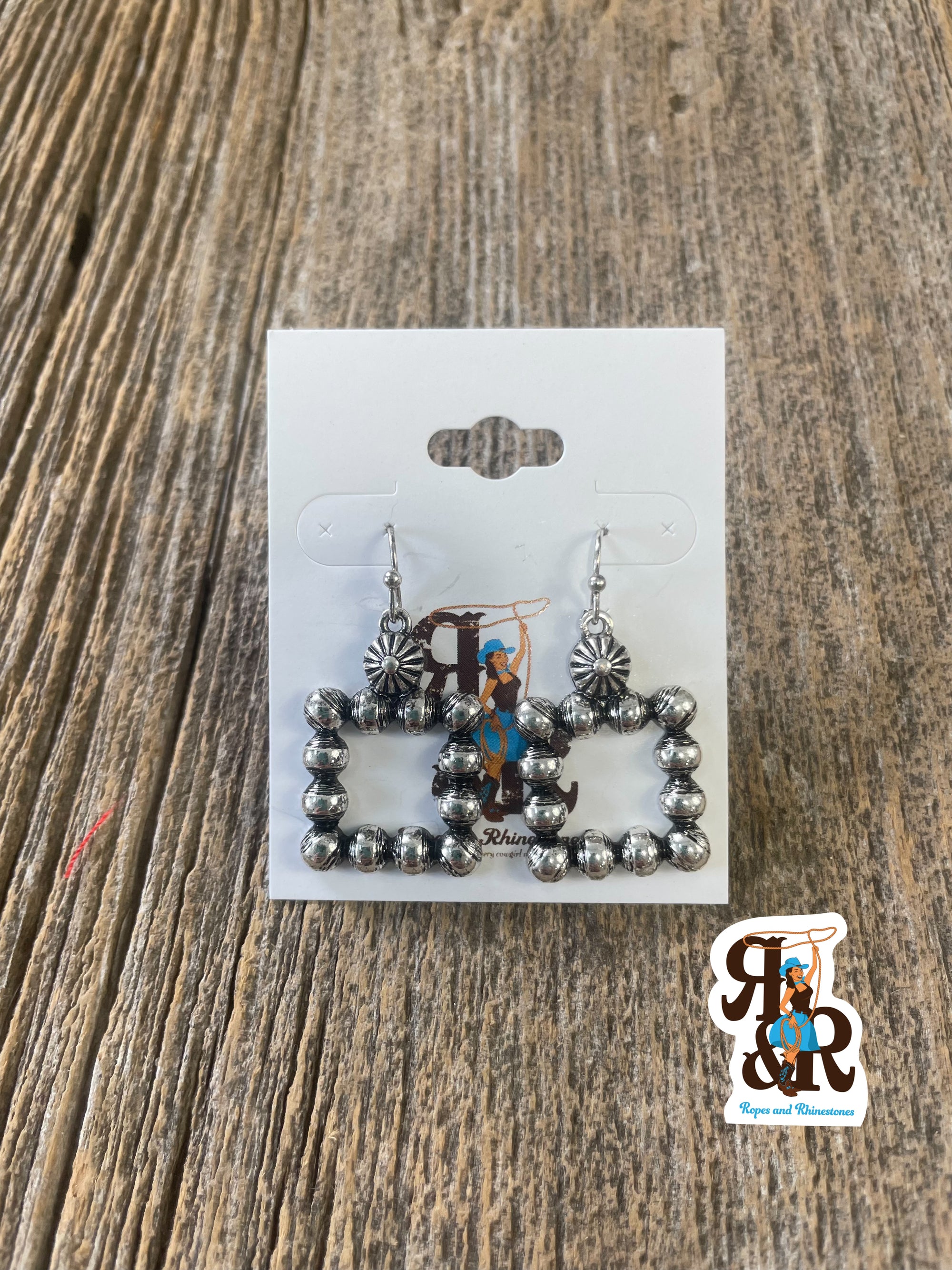 Western Pearl Square Earrings
