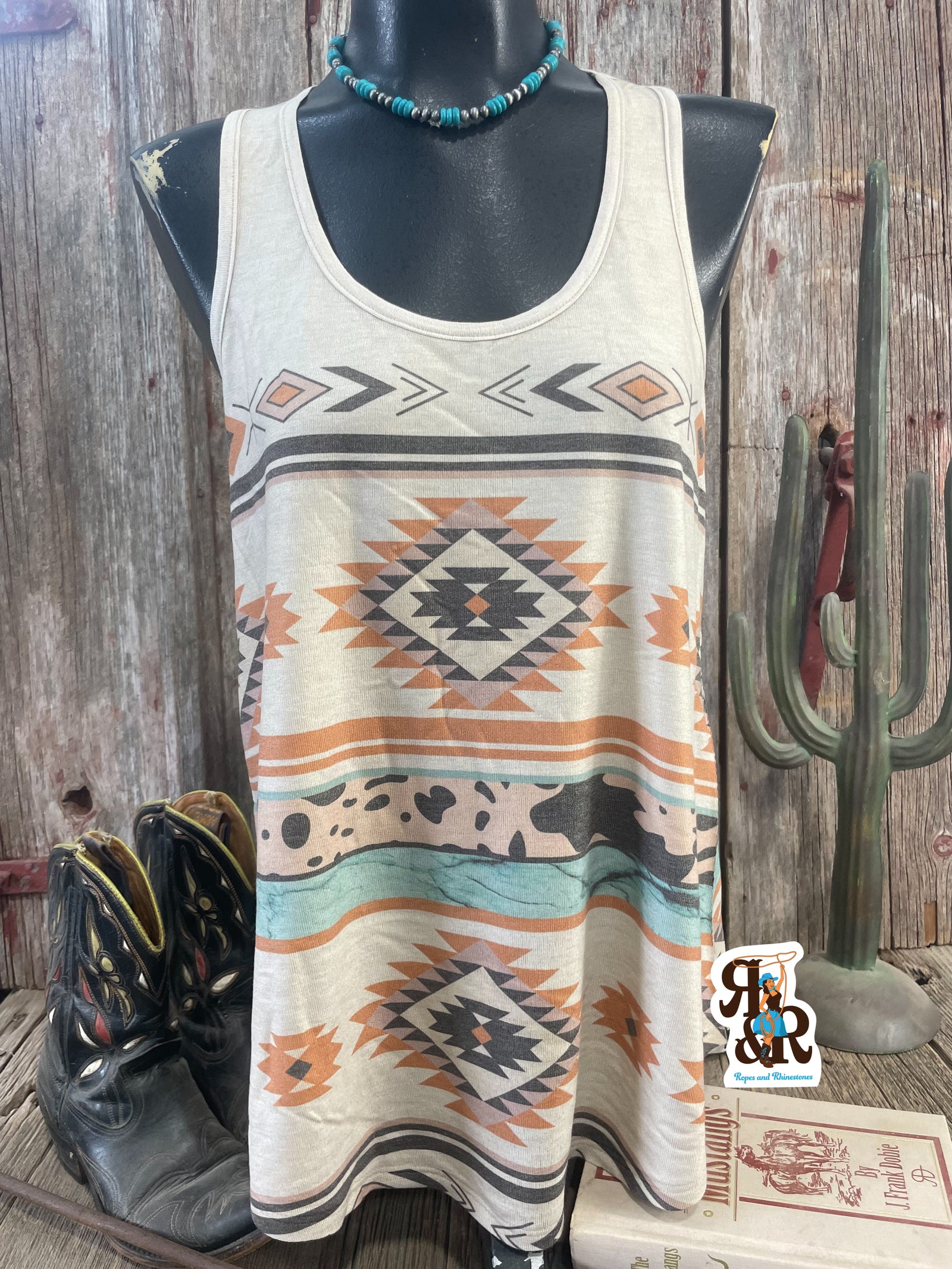 Aztec Cowhide Stripe Tank Top