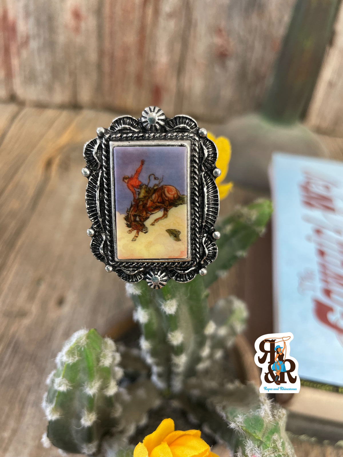 Bucking Bronc Picture Frame Ring