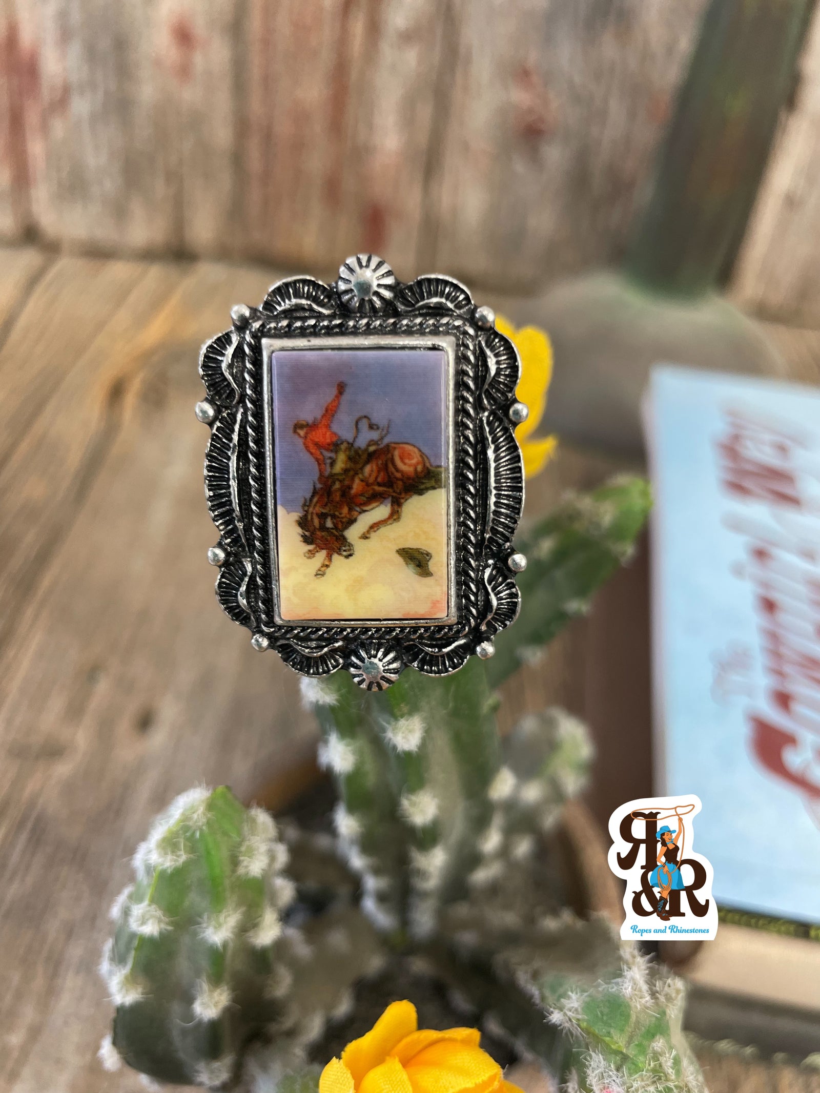 Bucking Bronc Picture Frame Ring