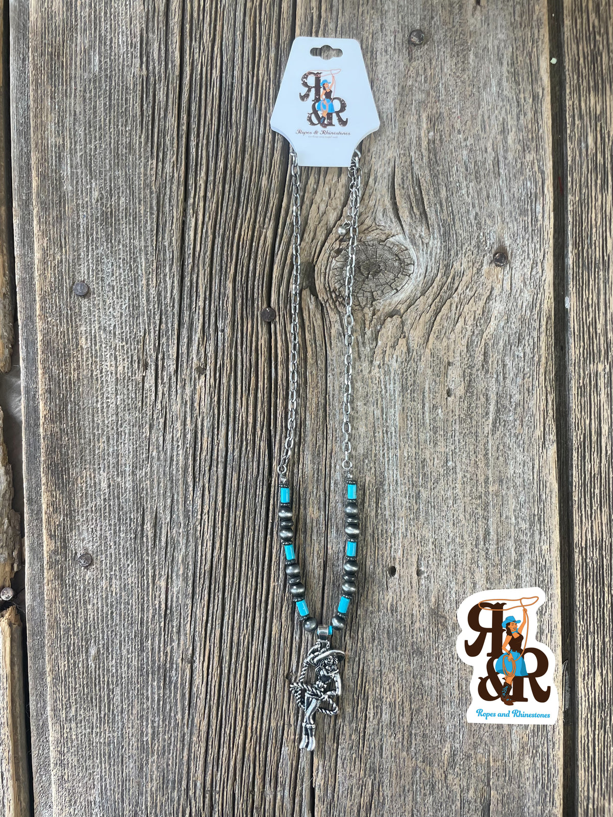 Roping Cowgirl Necklace Set