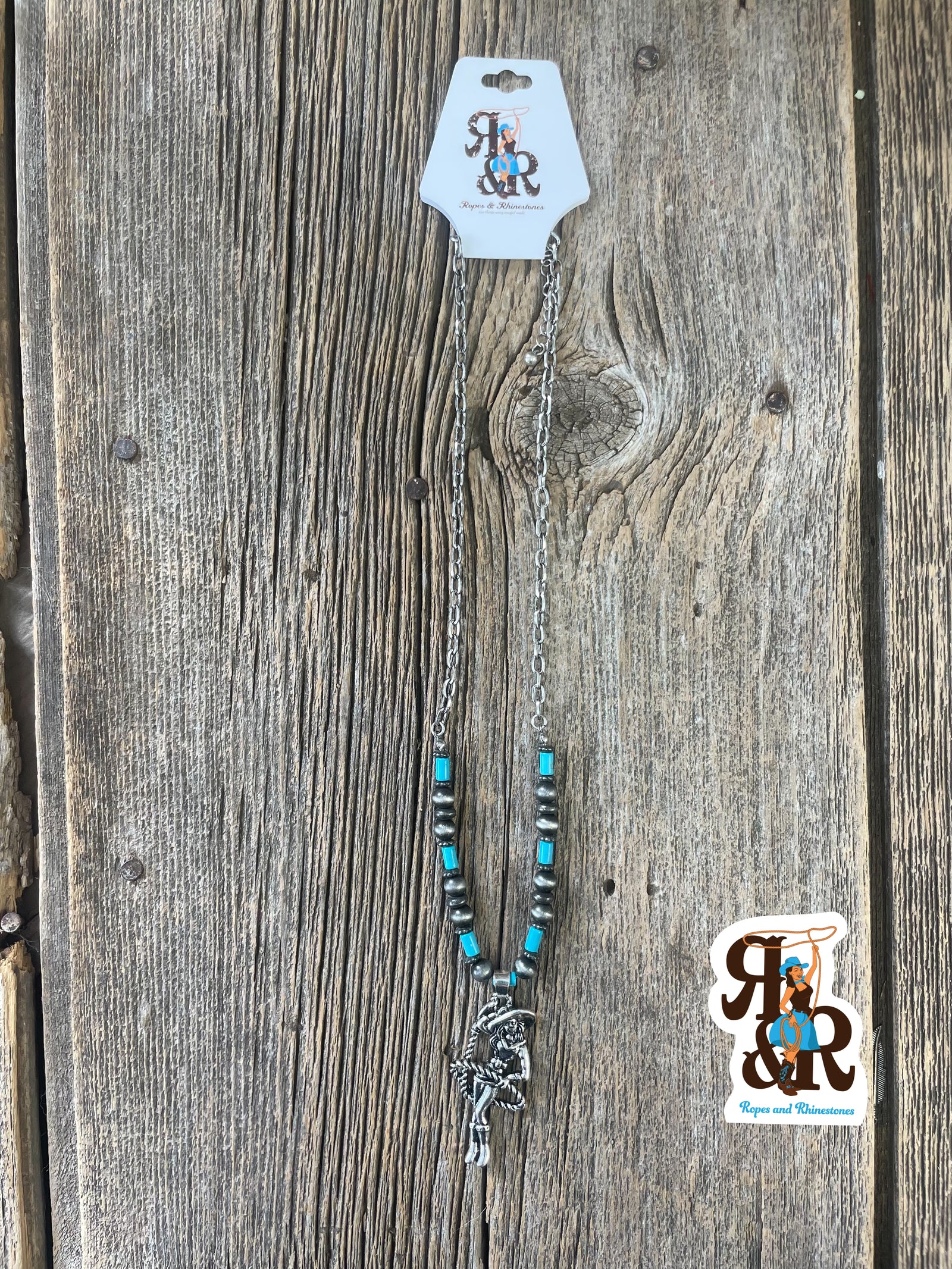 Roping Cowgirl Necklace Set