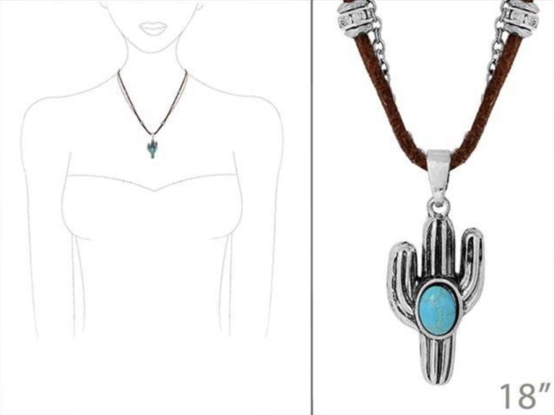 Cactus Leather Necklace