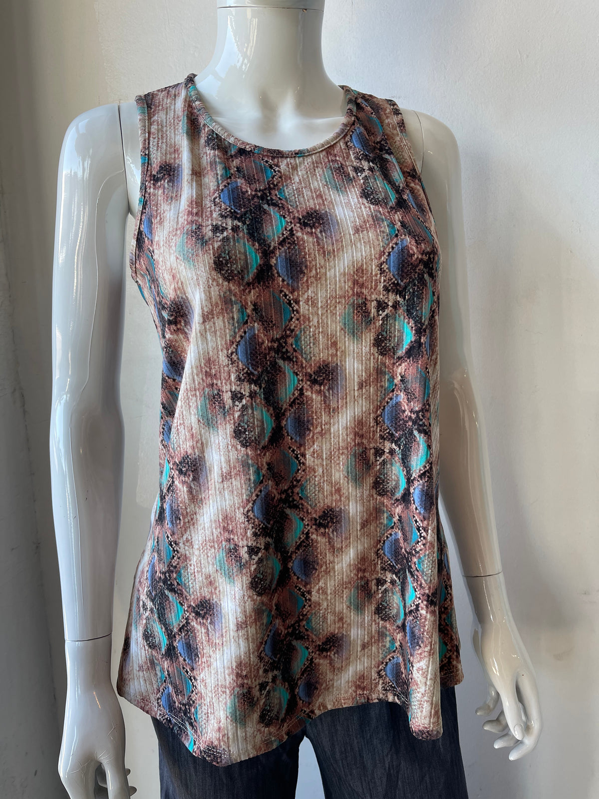 Turquoise Snake Skin Tank Top