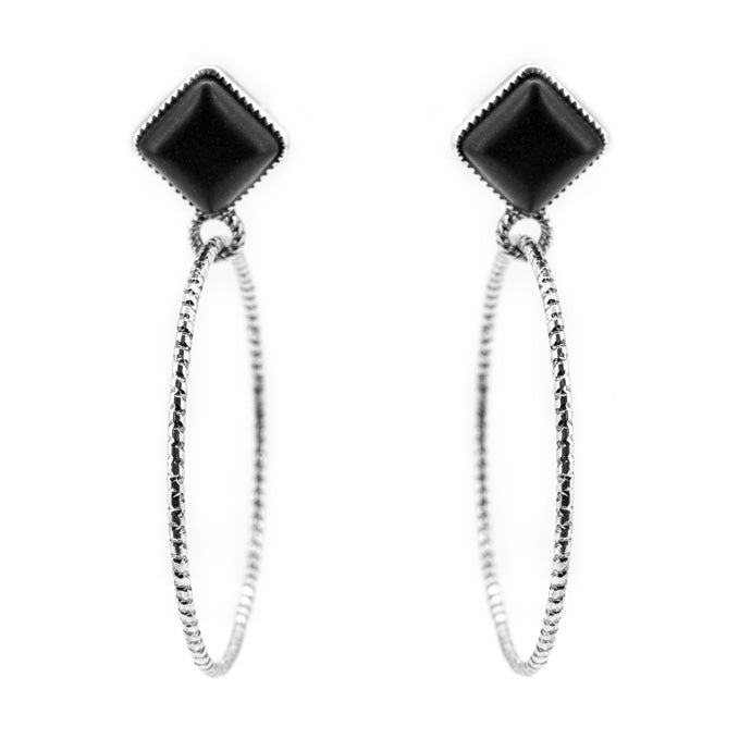 Diamond Stone Texture Hoop Earrings