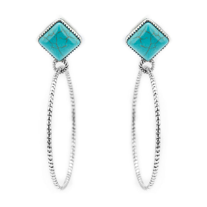 Diamond Stone Texture Hoop Earrings