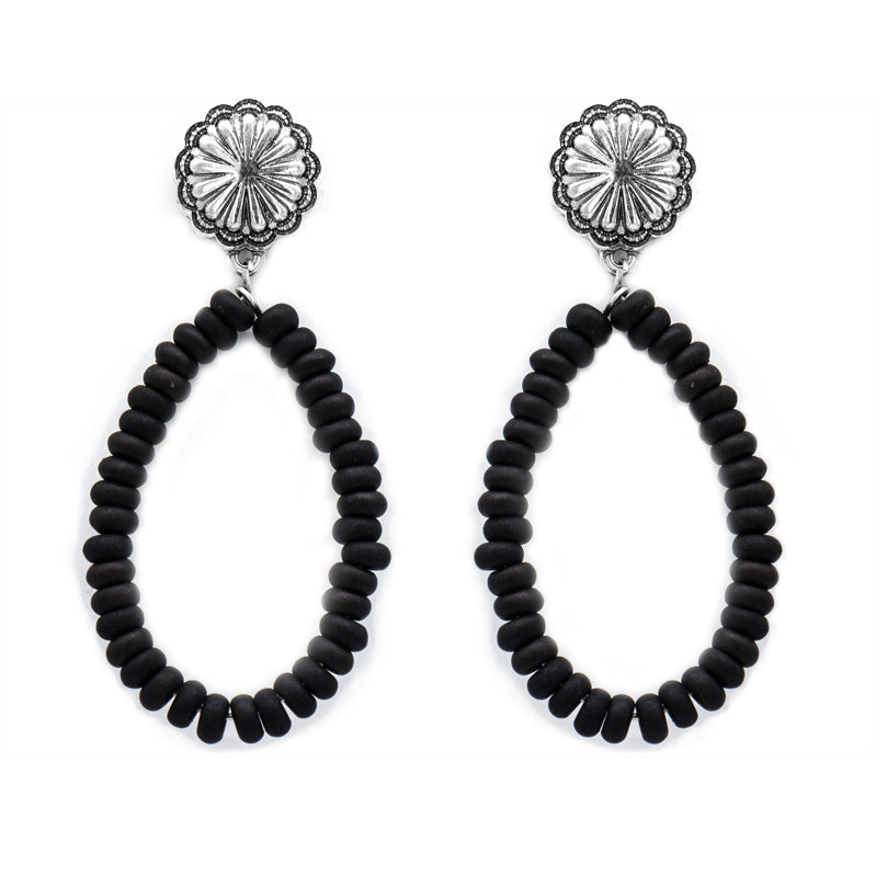 Tear Drop Stone Concho Earrings