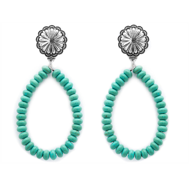 Tear Drop Stone Concho Earrings