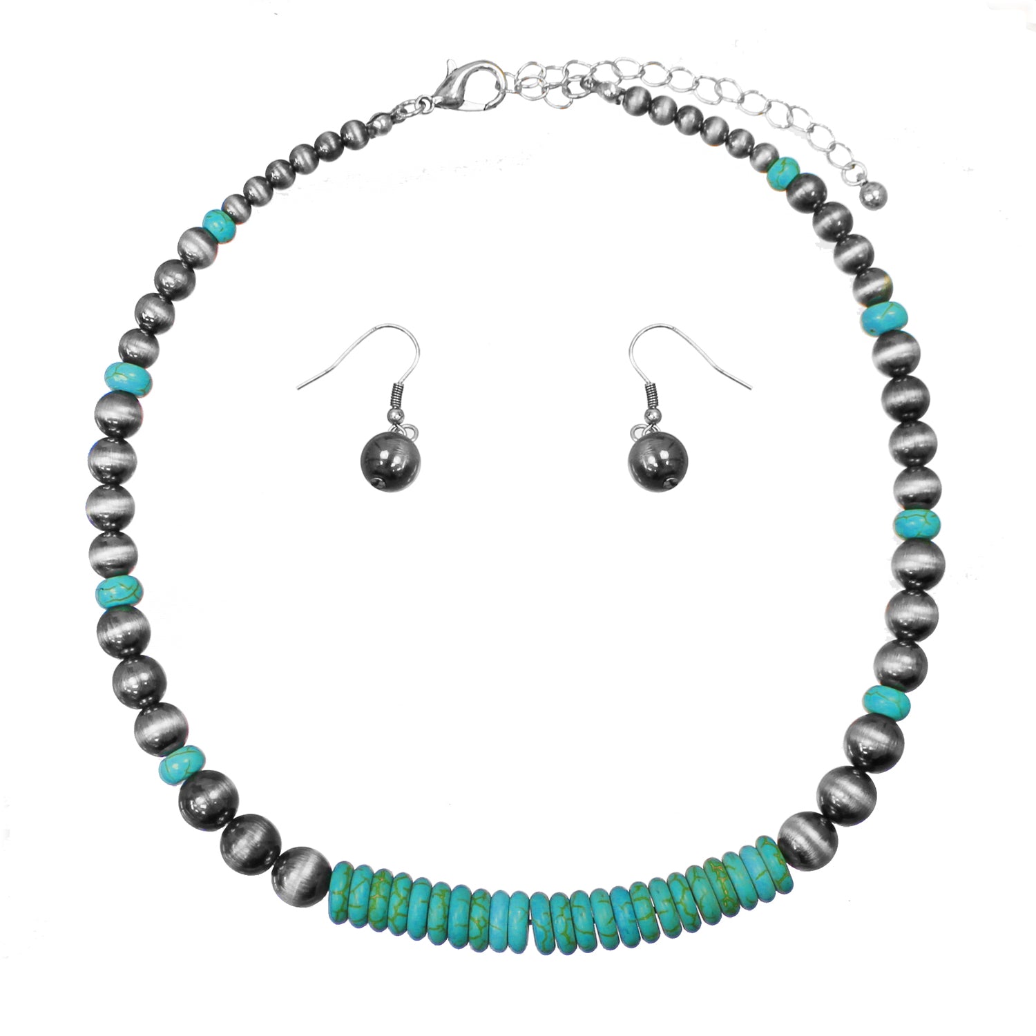 Turquoise Heishi Bead Choker Necklace Set