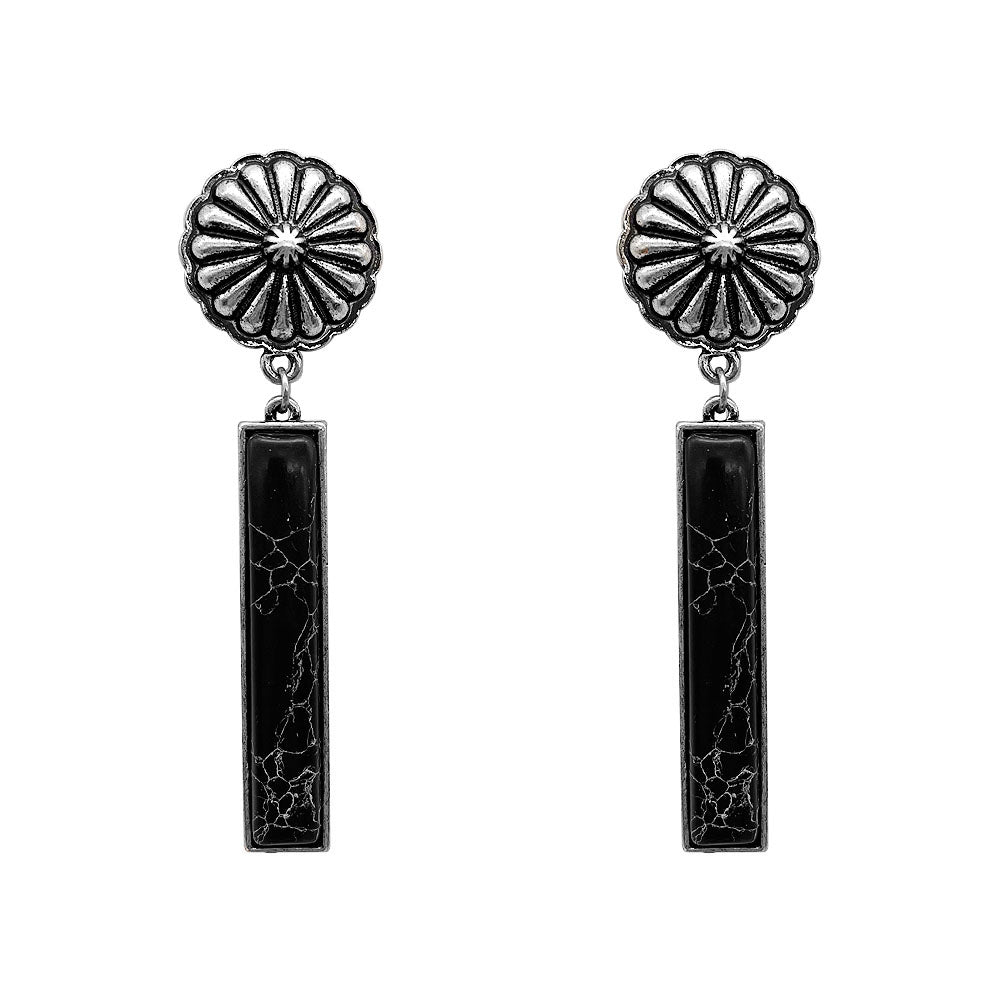 Rectangle Stone Drop Earrings