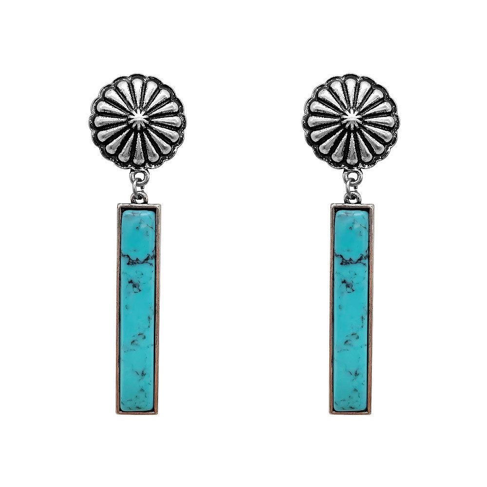 Rectangle Stone Drop Earrings