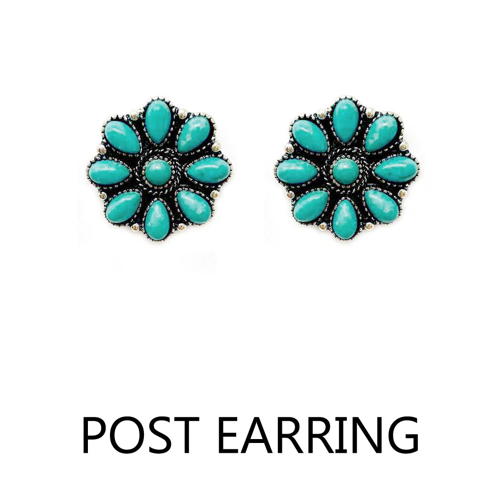 Turquoise Flower Post Earrings